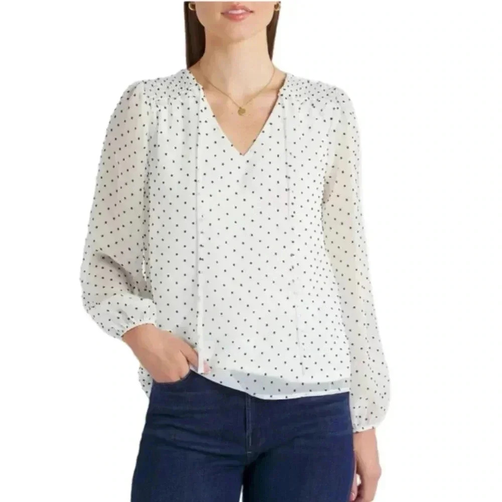 Beacon White Polka Dot Blouse